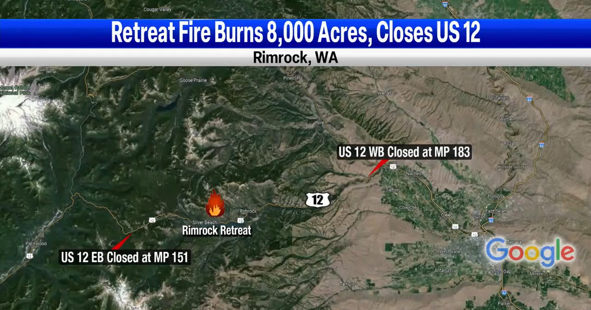 8,000-acre Retreat Fire in Rimrock area prompts Level 3 (GO NOW) evacuations