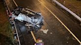 影／國3休旅車自撞翻落護欄 車全毀變形…人幸運輕傷