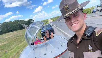 A UFO car drove cross-country. Officers thought it was out of this world.