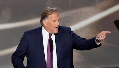 GOP US Senate candidate for Michigan Mike Rogers takes stage at RNC