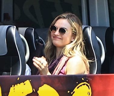 Lily James spotted in California as she films scenes for Swiped