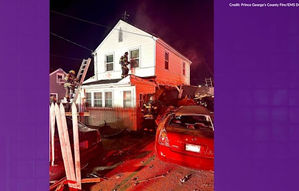 PHOTOS: Car crashes into Prince George’s County home, causes small fire