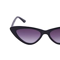 Cat eye sunglasses have an upswept frame design that resembles the shape of a cats eye., They are popular for their feminine and glamorous look, and are often associated with vintage fashion. They are suitable for most face shapes, but are particularly flattering on heart-shaped and square faces. They are available in a variety of frame and lens colors.