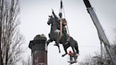 A Soviet-era statue of a Red Army commander taken down in Kyiv