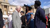 Maya Jama asks baffled King during garden party if he watches Love Island