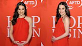 Pregnant Lea Michele Highlights Her Baby Bump in Fiery Red Michael Kors Maxidress at Hope Rising Benefit 2024