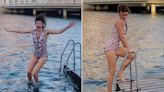 Helena Christensen Marks 55th Birthday with Polar Plunge in Pink One-Piece and Signature Bold Lip!