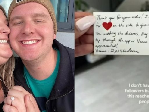 Food delivery driver's viral tip note wins hearts, and social media users are funding his wedding