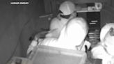 Thieves high-five after cracking the safe during brazen jewelry heist at West Hollywood store