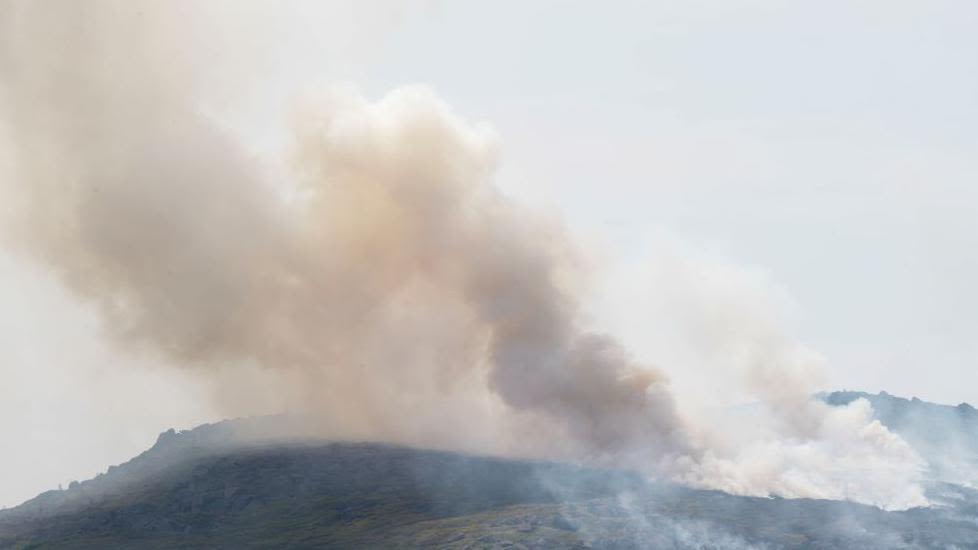 Firefighters tackle moorland blaze