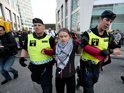 Greta Thunberg among 6 arrested at anti-Israel protest in Denmark