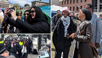 Ilhan Omar’s daughter returns to Columbia with her mom to cheer on anti-Israel protesters as deadline to clear out nears