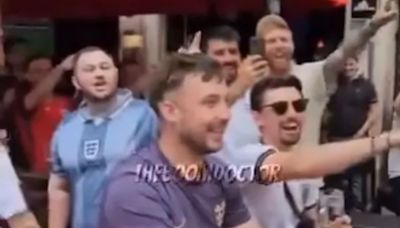 Watch moment England fans chant at celeb lookalike sinking pints at Euros