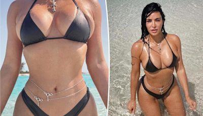 Kim Kardashian shows off curves in bikini and body chains: ‘Built like a trophy’