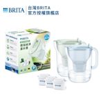 [共1壺3芯]德國BRITA Style純淨濾水壺 永續版 3.6L+全效型濾芯2入(冰川藍/森林綠)