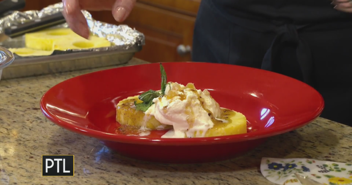 Cooking with Rania: Charred Pineapple with Spicy Honey and Coconut Ice Cream