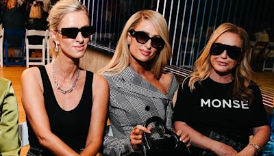 Paris Hilton with sister Nicky and mom Kathy in front row of NYFW