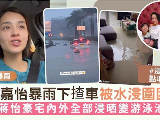 謝嘉怡暴雨下揸車被水浸圍困 蔣怡豪宅內外全部浸晒變游泳池