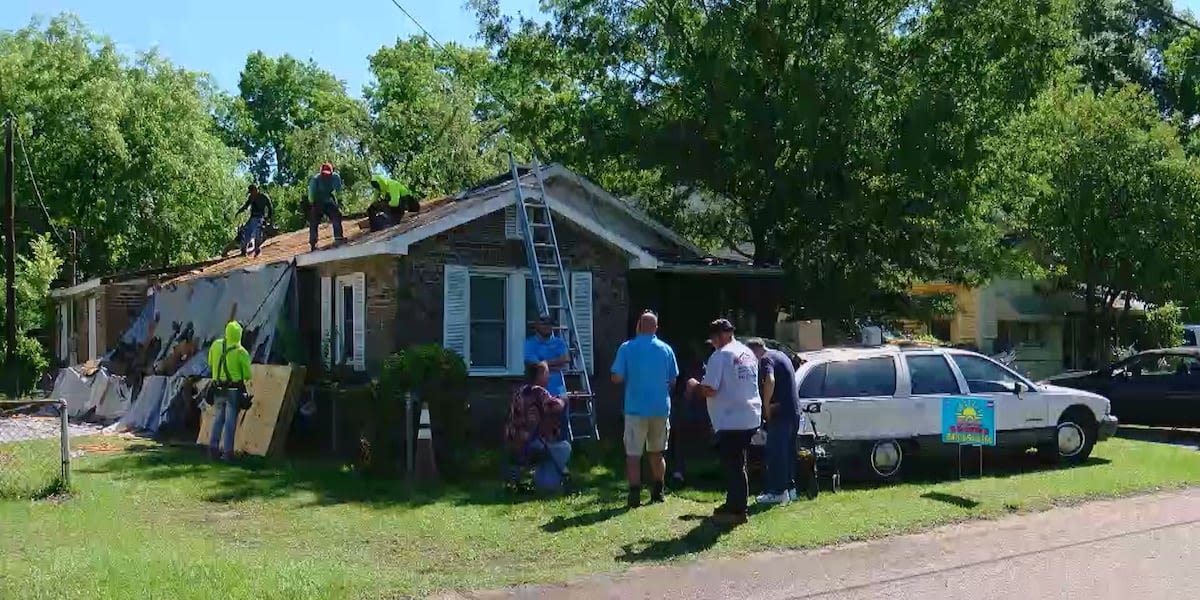 Roofing companies join forces to give military veteran a new roof for his house
