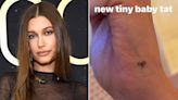 Hailey Bieber Reveals 'New Tiny Baby' Tattoo in the Shape of a Bow