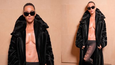 Katy Perry Goes Bold in Dramatic Coat and Ripped Tights for Balenciaga Fall 2024 Couture Show During Paris Fashion Week