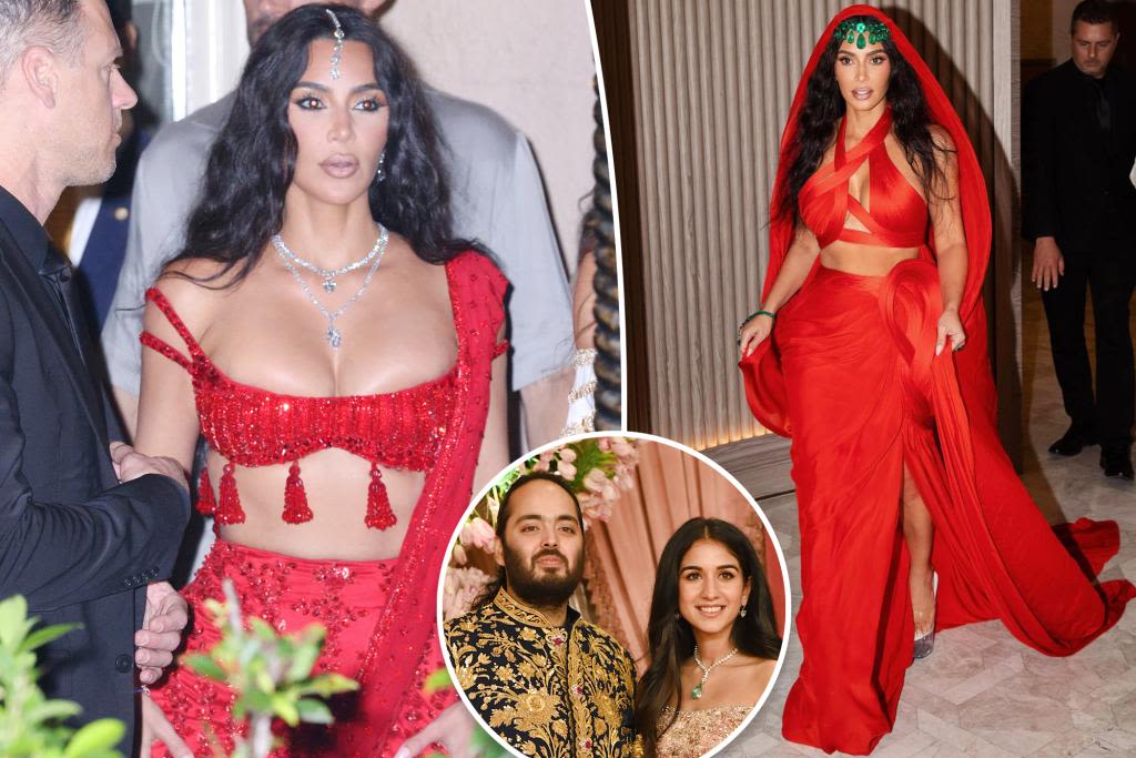 Kim Kardashian put on blast for wearing red to Ambani wedding in India: ‘That’s saved for the bride’