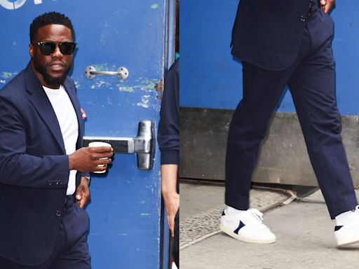 Kevin Hart Sports Power Suit and Sneakers Combo on ‘Good Morning America’ Promotional Appearance for ‘Fight Night’