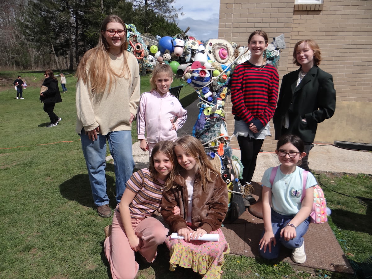 Students repurpose litter to create work of art with Cindy Pease Roe - Riverhead News Review