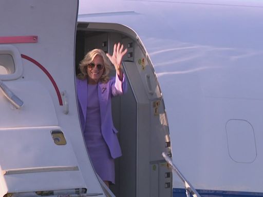 Jill Biden and the defense chief visit an Alabama base to highlight expanded military benefits