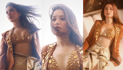 Sexy! Tamannaah Bhatia Turns Up The Heat As She Poses In An Embossed Blouse; Hot Photos Go Viral - News18