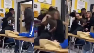 Imágenes fuertes: profesora terminó en el suelo por intentar detener pelea entre alumnos en Texas