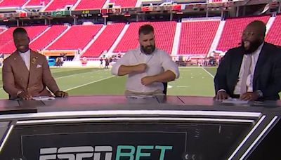 Jason Kelce Suffers Wardrobe Issue During 'MNF' Debut, 'My T**s Are Struggling'