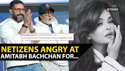 ...with son Abhishek Bachchan; Netizens crticise him for not mentioning daughter-in-law Aishwarya Rai Bachchan | Etimes - Times of India Videos