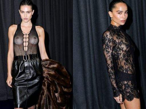 Amelia Gray Hamlin, Zoë Kravitz and More Embraced Sheer Looks With Dramatic Opacity at Saint Laurent’s Paris Fashion...