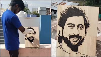 With sunlight & lens, Tamil Nadu artist creates stunning portrait of MS Dhoni. Viral video