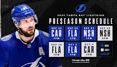 Lightning announce 2024 preseason schedule, presented by Florida Blue | Tampa Bay Lightning