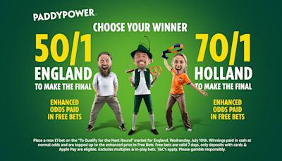 Paddy Power Euro 2024 offer: 50/1 on England to qualify or Netherlands at 70/1