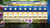 Wednesday 9-hour Forecast: Very hot temperatures are on the way