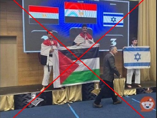 Foto de karatecas con la bandera palestina fue tomada en 2022 en Eslovenia, no en París-2024