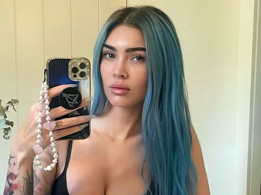 Megan Fox Snaps Makeup-Free Selfie in Bra, Boxers and 26-Inch Blue Hair Extensions 'Post-Coachella'