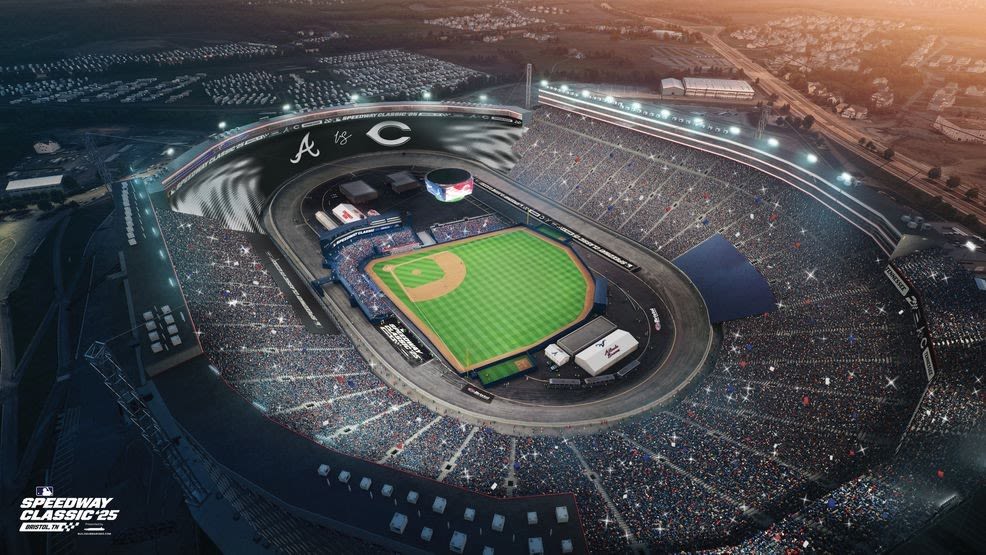 How do you get a baseball field inside a race track?