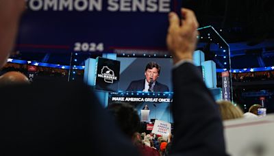 Edgy and Unscripted, Tucker Carlson Fires Up the Convention Crowd