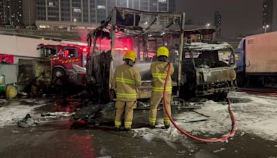 長沙灣副食品市場3車陷火海 濃煙沖天 警列縱火案