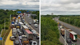 Long delays after lorry overturns on M6