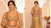 Janhvi Kapoor Shines in Gorgeous Golden Falguni Shane Peacock Lehenga at Anant Ambani-Radhika Merchant Wedding - News18