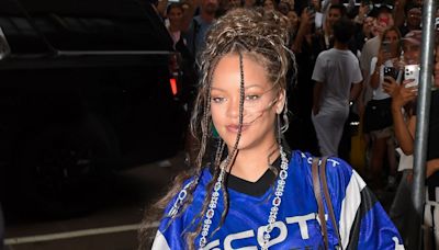 Rihanna Styles Her Sports Jersey With Layers Of Diamonds