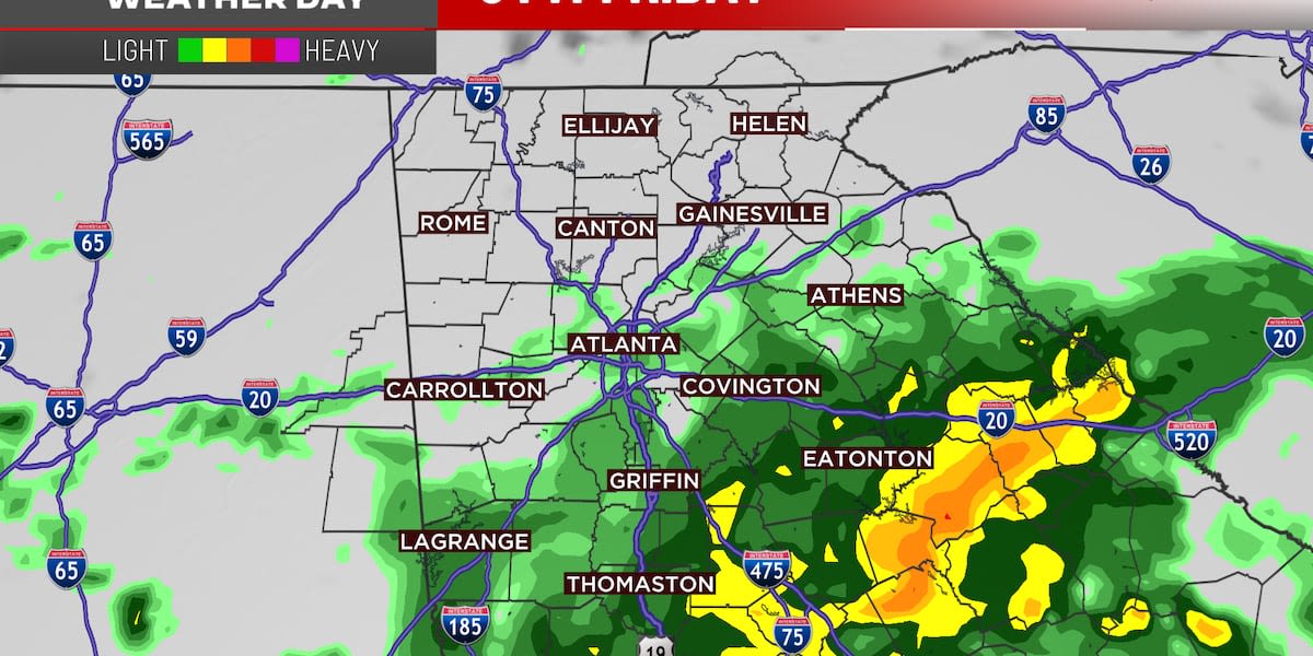 FIRST ALERT WEATHER DAY: Showers southeast of Atlanta today