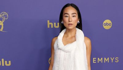 Greta Lee’s Lace Scarf Dress at the 2024 Emmys Is Pure Perfection