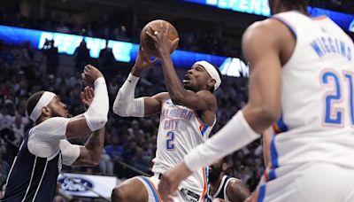 Shai Gilgeous-Alexander scores 34, Thunder tip Mavs 100-96 to even series