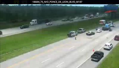 Seven vehicle crash on I-75 south of River Road reduces northbound traffic to one lane